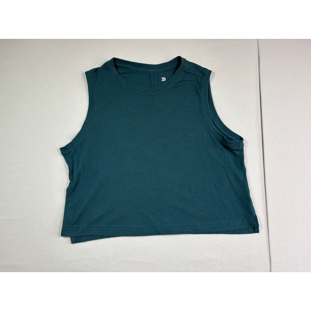 All in Motion Womens XXL Dark Teal Waffle Knit Tank Top Activewear Relaxed